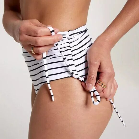 CALIA Women's High Waisted Ruched Side Tie Swim Bottoms - Picture 2 of 7